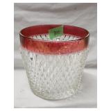Diamond Point Ruby Point Glass Ice Bucket 6'D