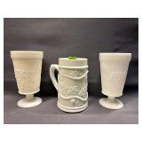 (2) Vintage Drinking Glass Is a Milk Glass Harvest