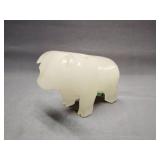 Marble bull figure 3' tall, has small chips on ear