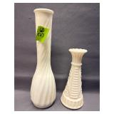 (2) Milk Glass Vases 6', 9' (One is Hoosier Glass)