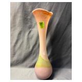 Retro Art Glass Vase  Hand Blown Pink and Green