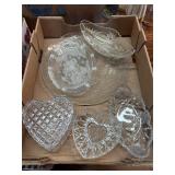 Assorted Glass Items - Quilted Heart Shaped Dish