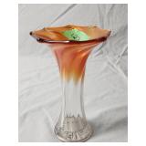 Marigold Carnival Glass Vase 8'H×5'D