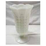 Vintage E.O. Brody Milk Glass Vase 9'H