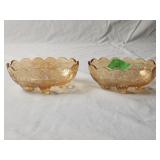(2) Jeannette Floragold Glass Dish 5.5'D×2'H