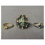 (3) Costume Jewelry Rings