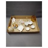 Flat of assorted porcelain and glass decor