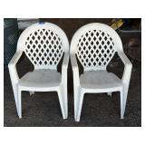 2- Plastic Stacking Patio Chairs