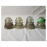 (4) Clear Glass Hemingway Insulators 4'H×3.5'D