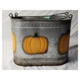 Metal Pumpkin Bucket 11.5'W×6.5'D×10'H