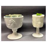 Milk Glass Paneled Cordial with Grape Design 4' &