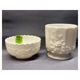 Imperial Glass Milk Glass Dish with Grape &