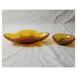 (1) Anchor Hocking Amber 9.25'D (1)Amber Bowl 5'D