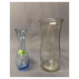 Vintage Blue Crackle Glass Bud Vase 7'