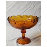 Vintage Indiana Amber Glass Pedestal 7.5'H×8.5'H