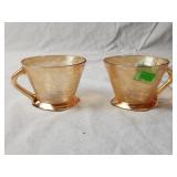 (2) Jeannete Floragold Glass 4'D×2.5'H