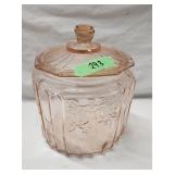 Unmarked Anchor Hocking Pink Glass Jar 8'H