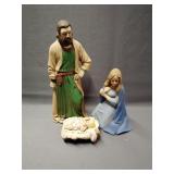 Ceramic Mary and Joseph and baby Jesus has chips