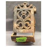 Vintage Cast Iron Matchbox Holder 4ï¿½x6.75ï¿½