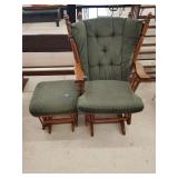 Wood rocker glider with cushions and ottoman