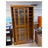 Two Door Wood Glass Front Gun Cabinet with Shelves