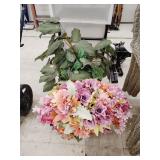 Artificial plant in planter, headstone flower