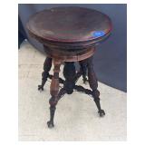 Antique Wood Stool with glass ball Claw Feet