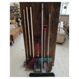 Rakes, shovels, broom