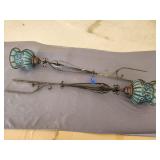 (2)Metal and Blue Glass Yard Decor 44'H