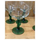 7- Libbey Green Stem Wine Glasses 6.5ï¿½