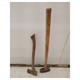 Short handle ax and 6 lb sledge hammer stamped