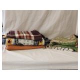 (3)Throw Blankets (2) Small Rugs