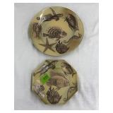 2- Fish Decor Plates Hand Crafted in Thailand