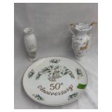 2- Vases 6.5ï¿½,7ï¿½ Lefton Plate 10.5ï¿½