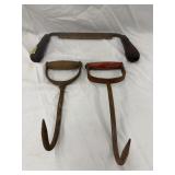 (2) Hay Hooks & Vintage Draw Knife 8ï¿½