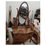 Antique oak ' princess dresser' with tilt mirror