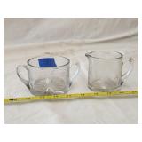 Vintage Cream And Sugar Set-Etched Glass