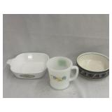 Corningware 1 3/4 cup Casserole Dish, FireKing Mug