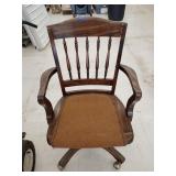 Vintage Wood framed office chair 37.5' tall