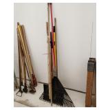 Brooms, rakes, handles,