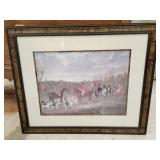 Fox hunt scene lithograph picture 22.5' x 18.5'