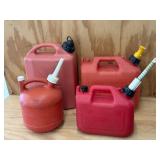 4- Gas Can Assortment , Plastic 2- 1 1/4 gal