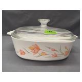 Corningware Peach Floral # A-2-B 2 Liter Casserole