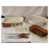 Glassware & Knives Including Pyrex/Anchor Hocking