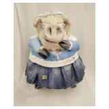 Large ceramic piggy bank hand painted 22' tall