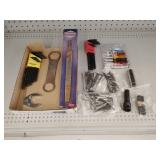 Flat of tools, hex wrenches, sockets, nut drivers,