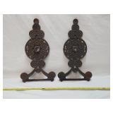 Vintage Cast Iron Paper Log Roller Ends 13.5'H