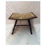 Vintage Country Stool with Saddle Style Seat