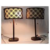 Pair of Working Double Bulb Table Top Lamps 2'H