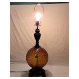 Vintage Working Brown Glass Table Lamp 32'H